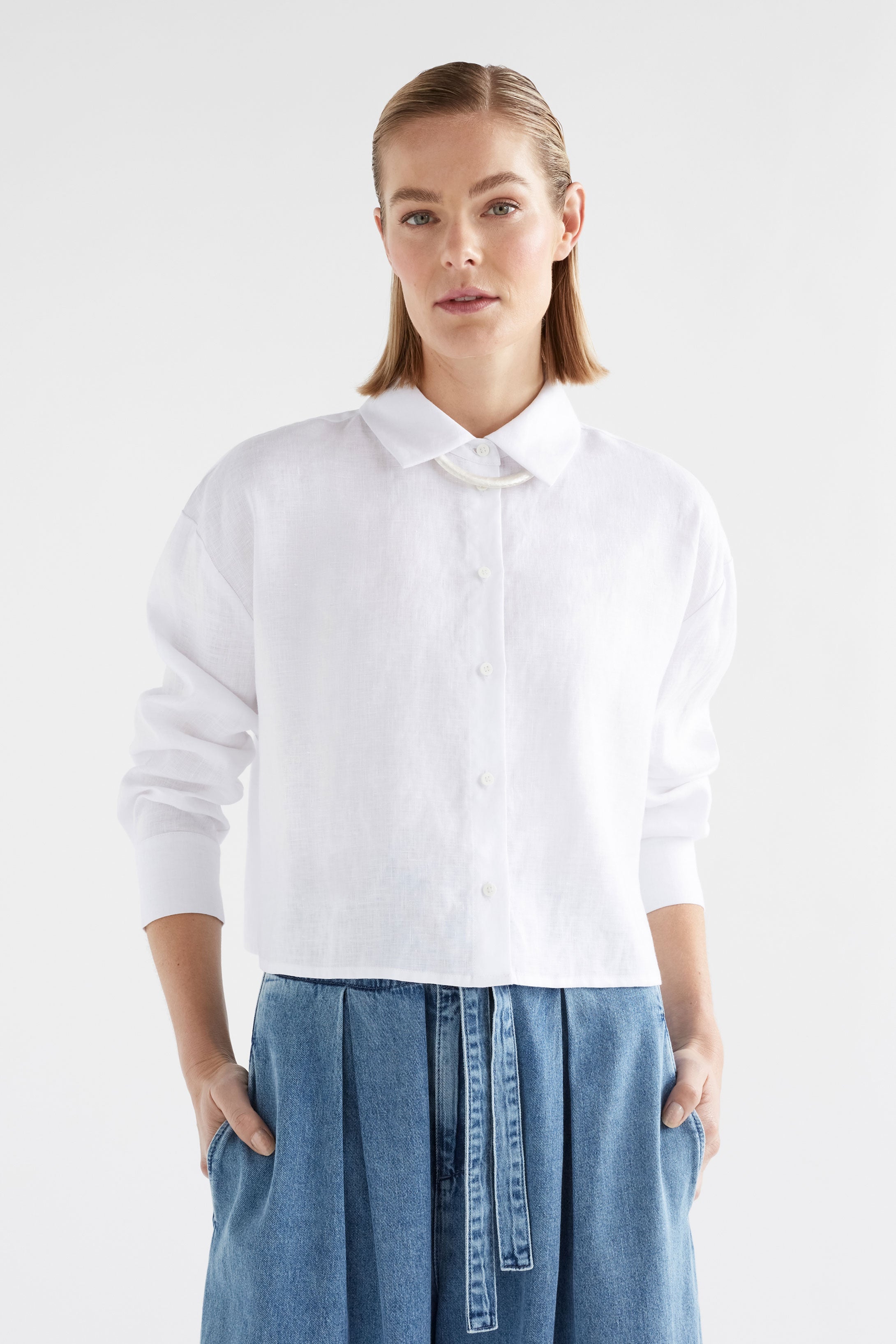 Elk Cort Linen Shirt White