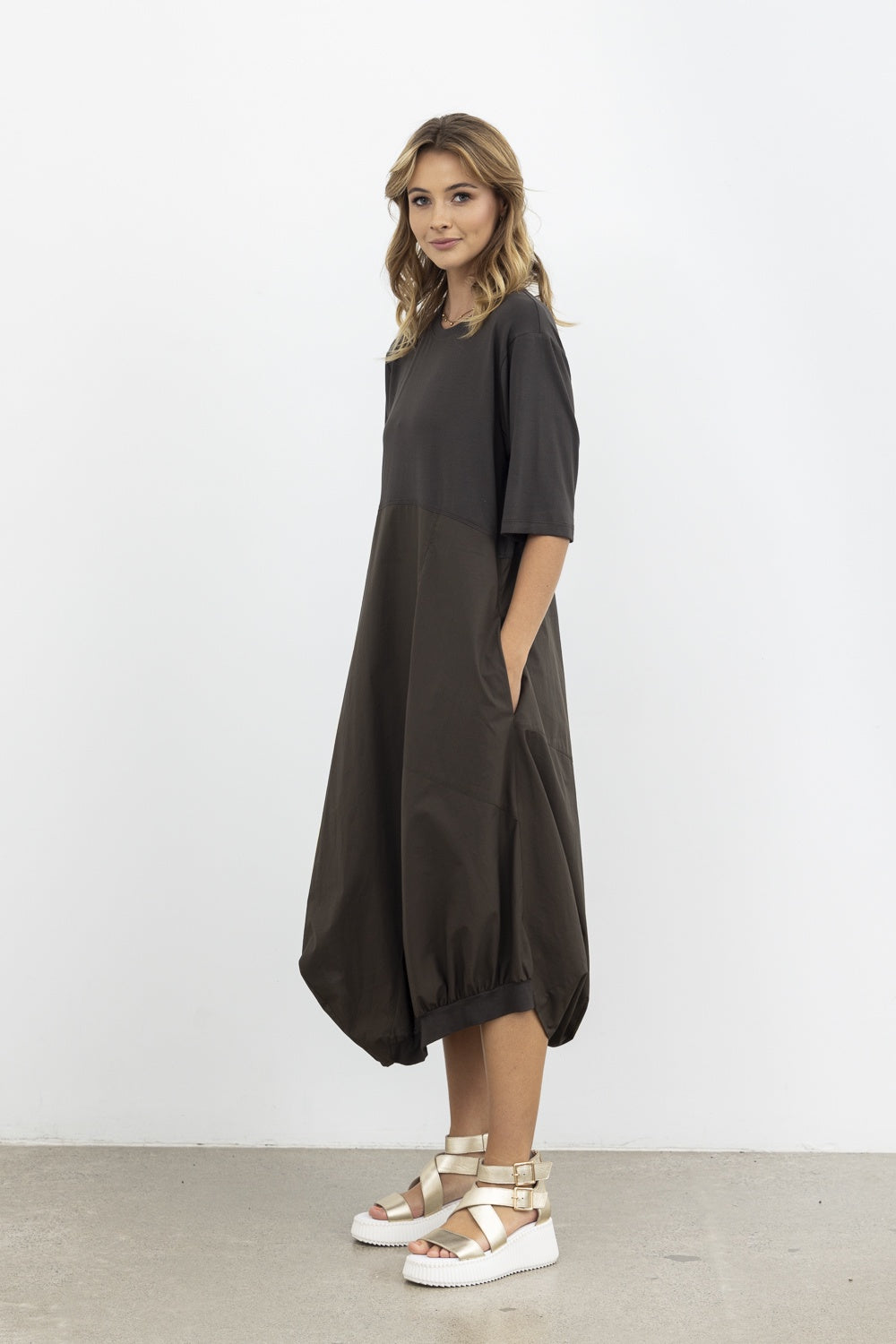 X.LAB Dynamic Drape Dress Olive