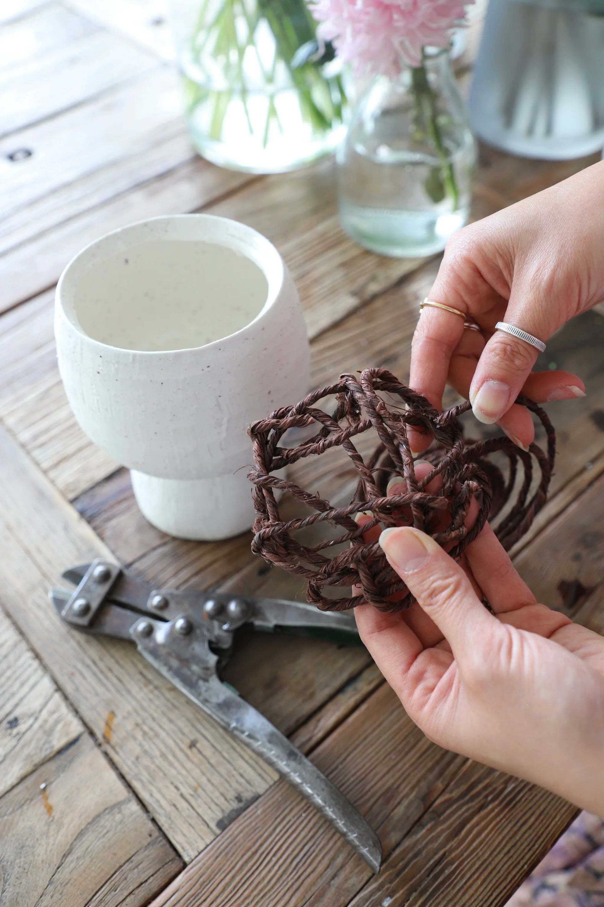 Textured Ceramic Pedestal Vase