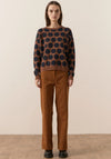 Pol Melville Spot Intarsia Knit Toffee/Ink