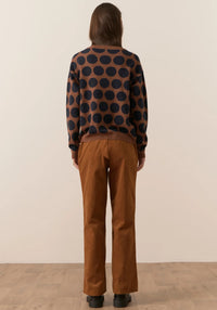 Pol Melville Spot Intarsia Knit Toffee/Ink