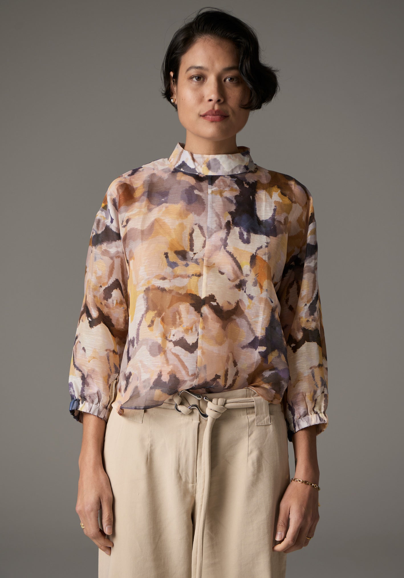 Pol Collage Print High Neck Top