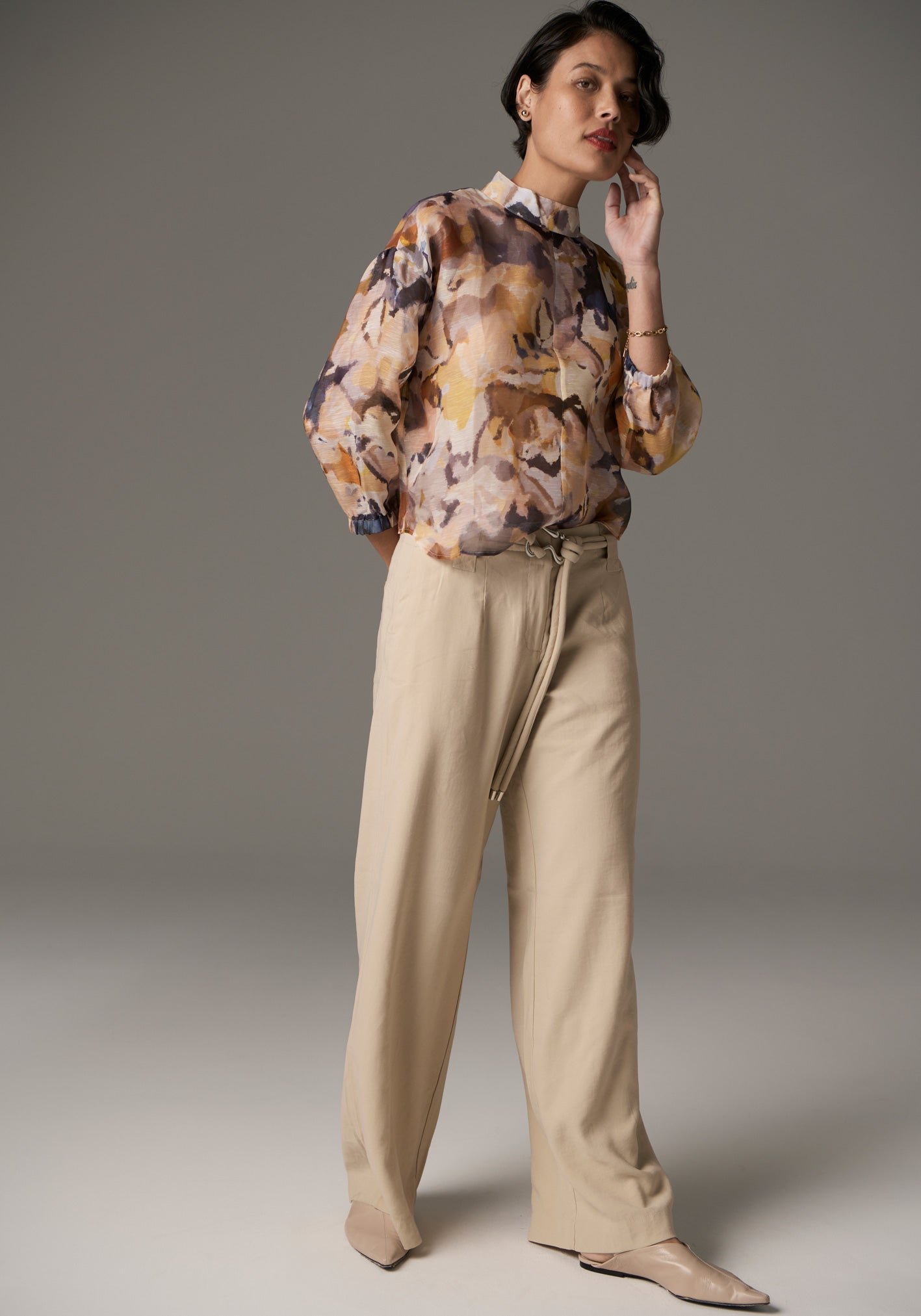 Pol Collage Print High Neck Top