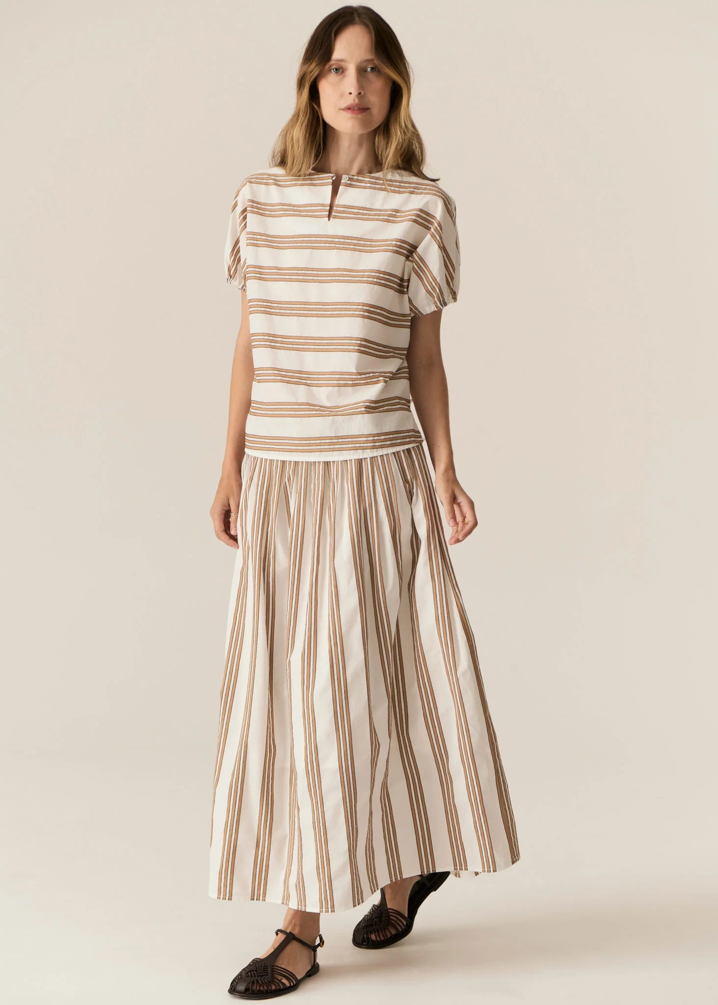 Pol Parc Skirt Camel Stripe