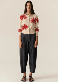 Pol Lask Daisy Cardigan Ecru/Red