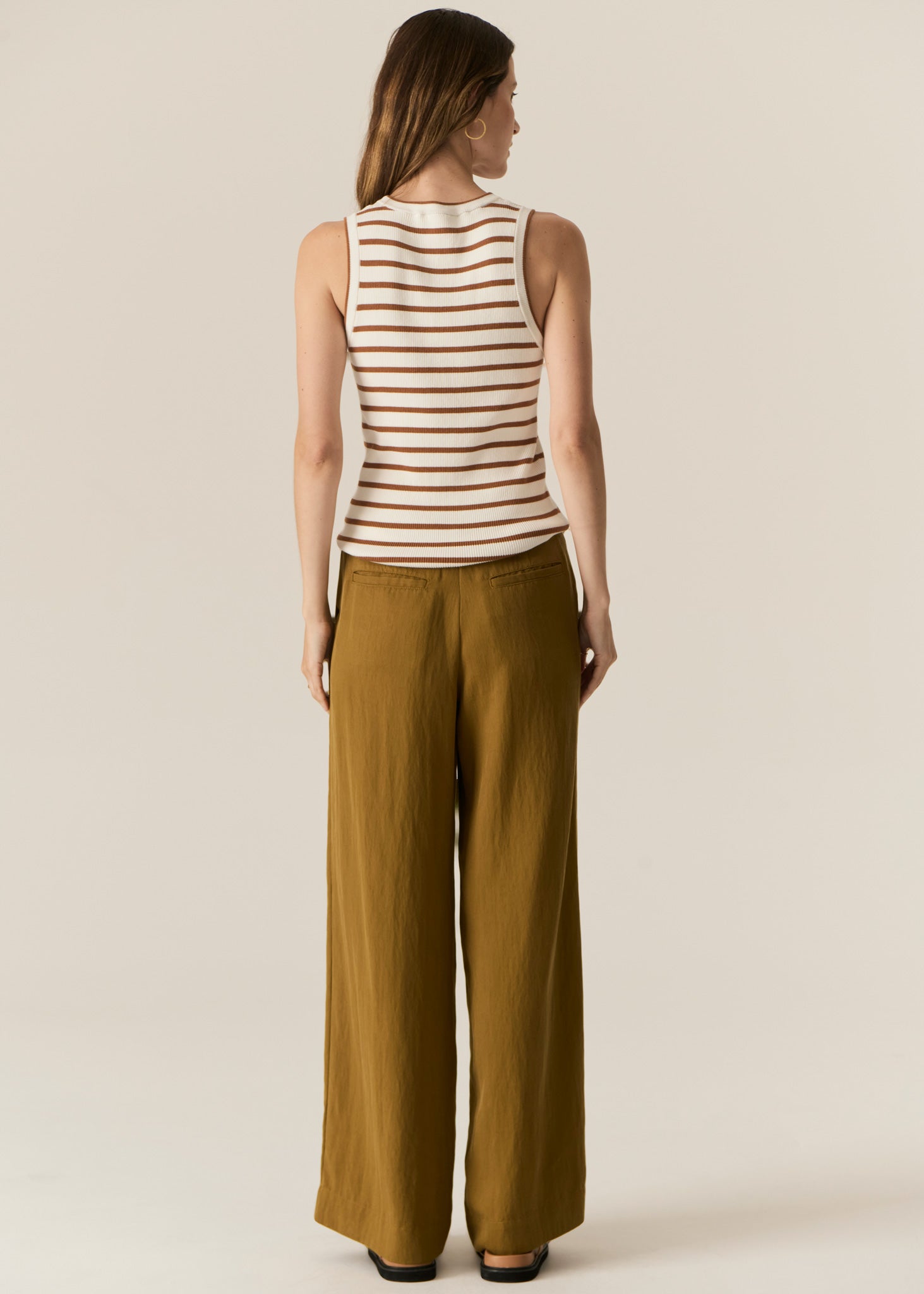 Pol Luka Stripe Tank White/Camel