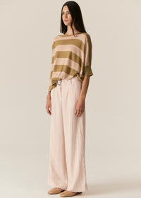 Pol Milton Stripe Knit Top Khaki/Pink