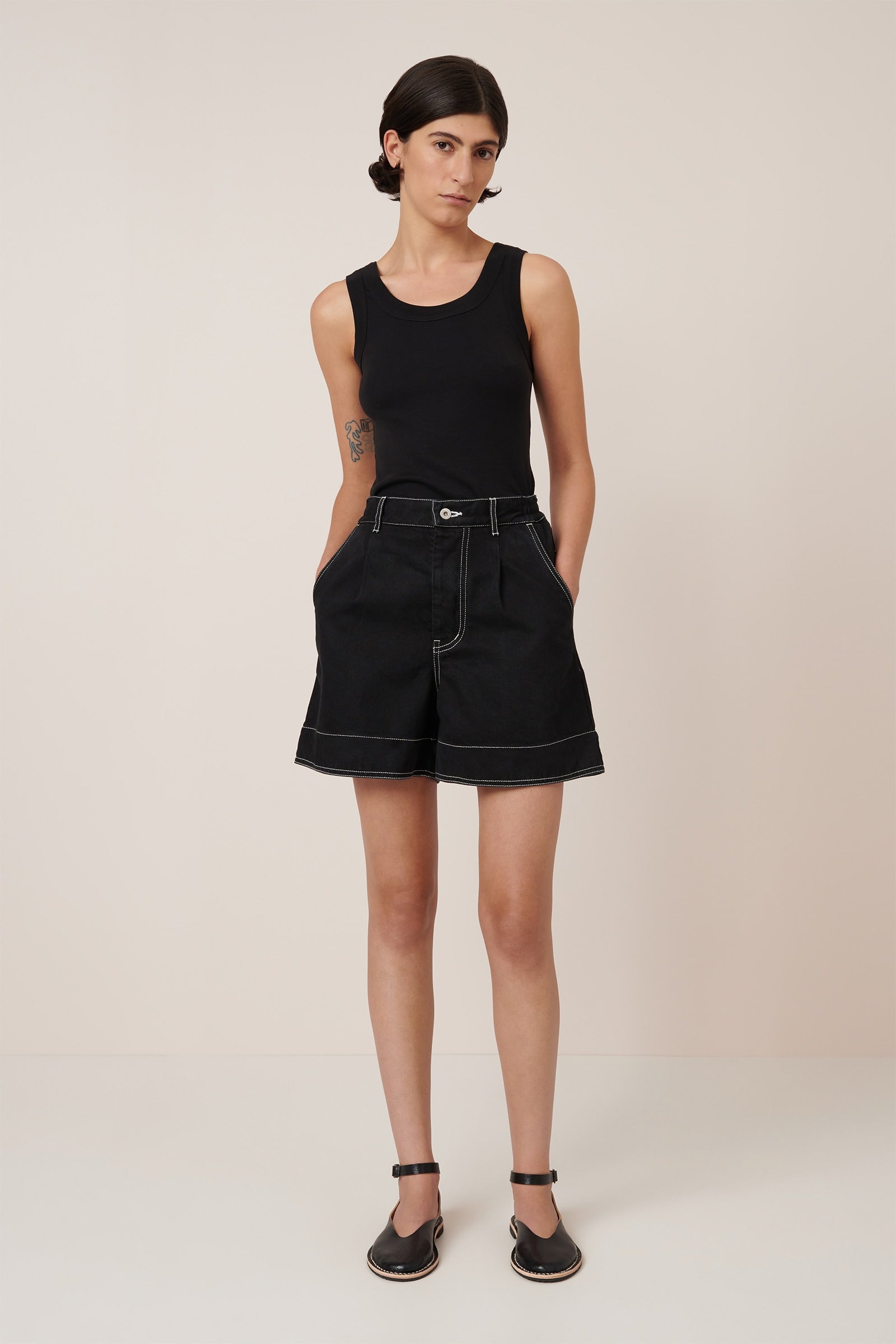 Kowtow Outline Shorts Black Denim