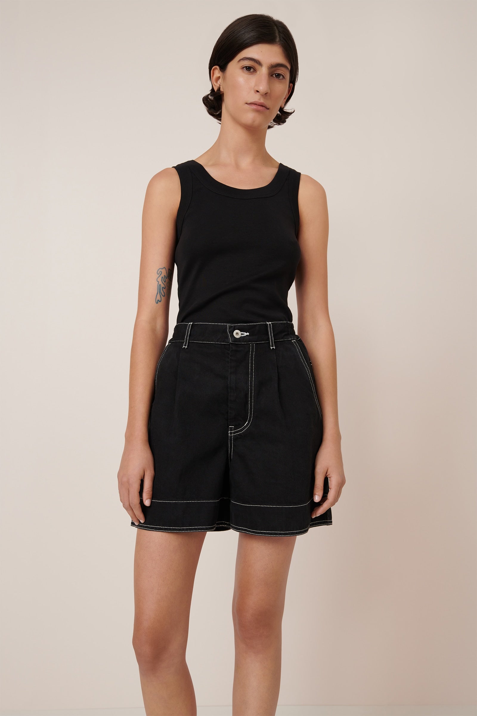 Kowtow Outline Shorts Black Denim