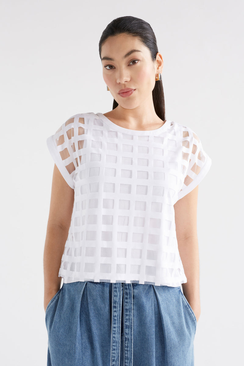 Elk Grid Burnout Top White