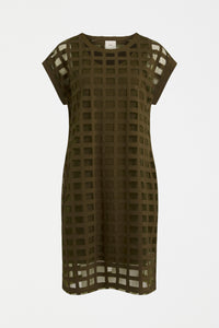 Elk Grid Burnout Dress Olive Moss