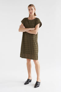 Elk Grid Burnout Dress Olive Moss