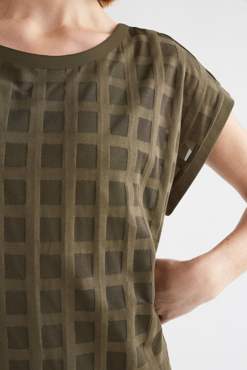 Elk Grid Burnout Dress Olive Moss