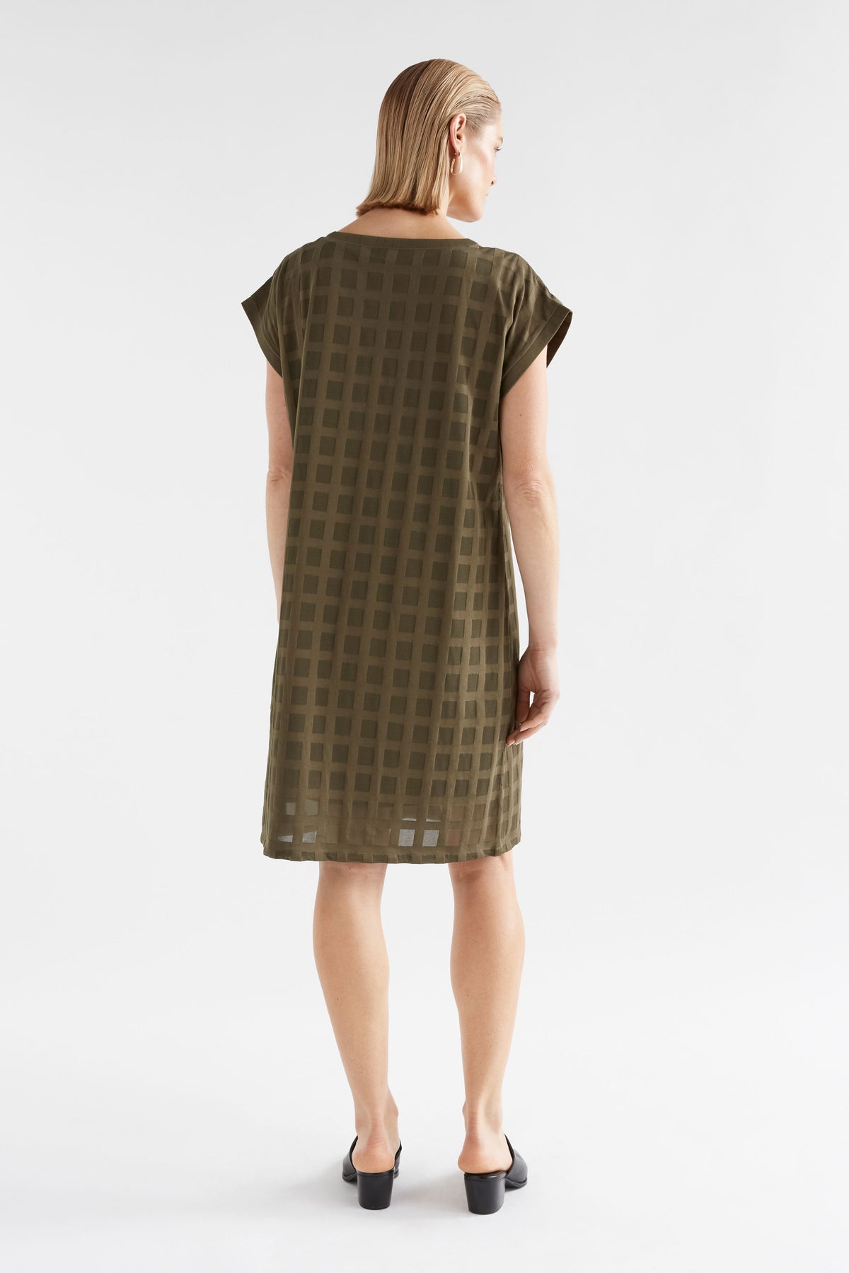 Elk Grid Burnout Dress Olive Moss