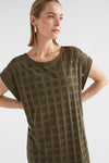 Elk Grid Burnout Dress Olive Moss