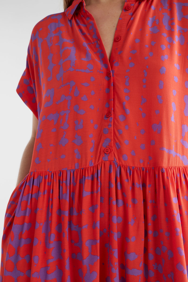 Elk Joia Shirt Dress Red Aero Print