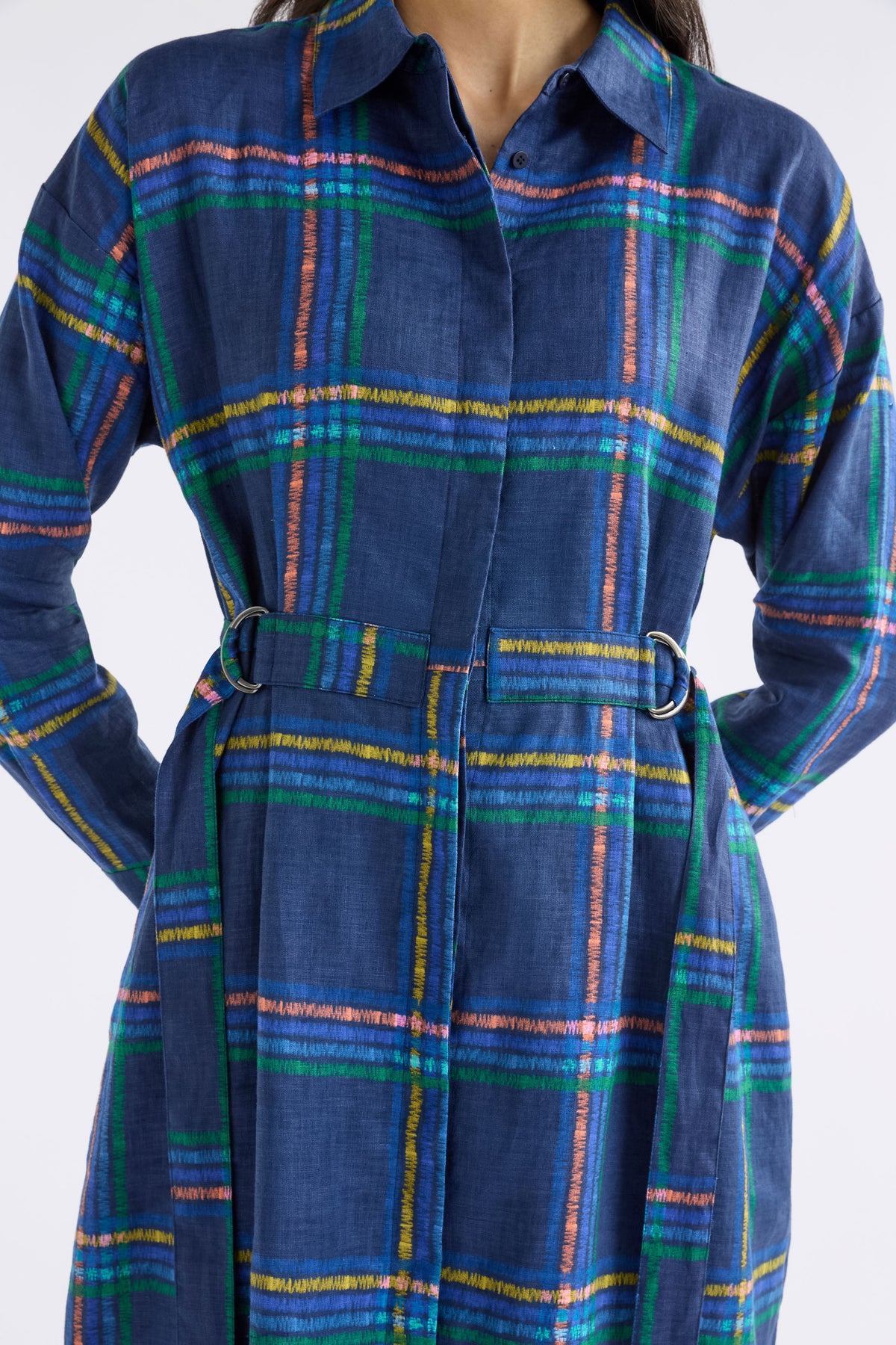 Elk Paimo Linen Shirt Dress Elba Check