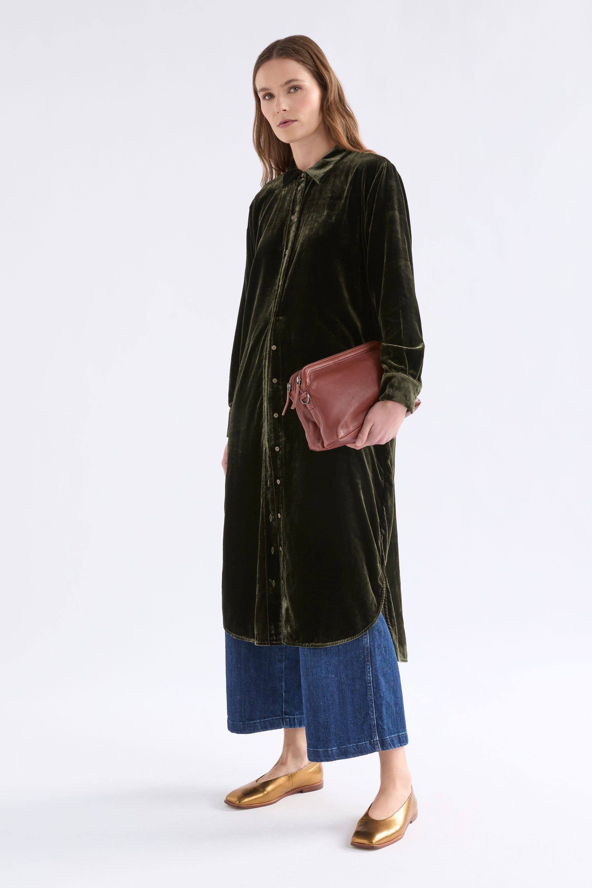 Elk Suuri Velvet Dress Deep Olive