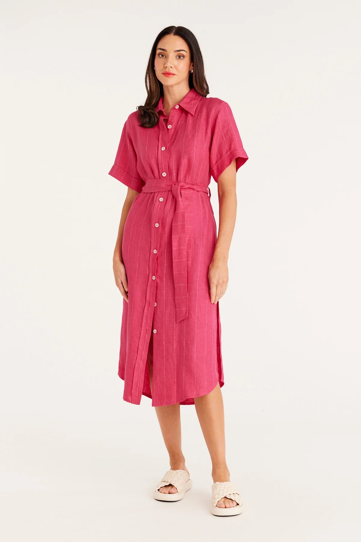 Cable Lauren Shirt Dress Hot Pink