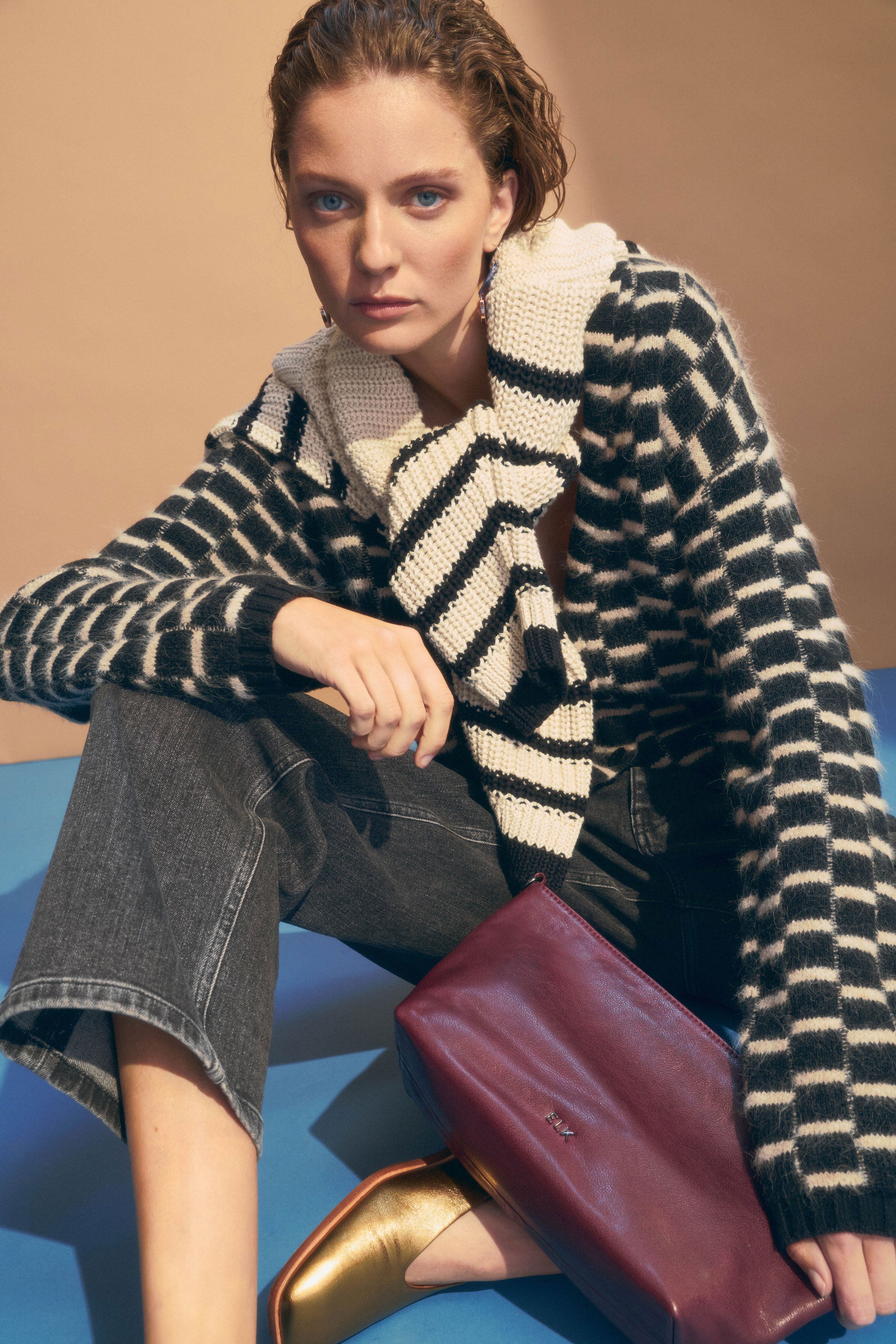 Elk Lunz Cardi Black Beige