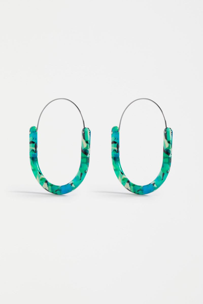 Elk Aki Hoop Earring Green