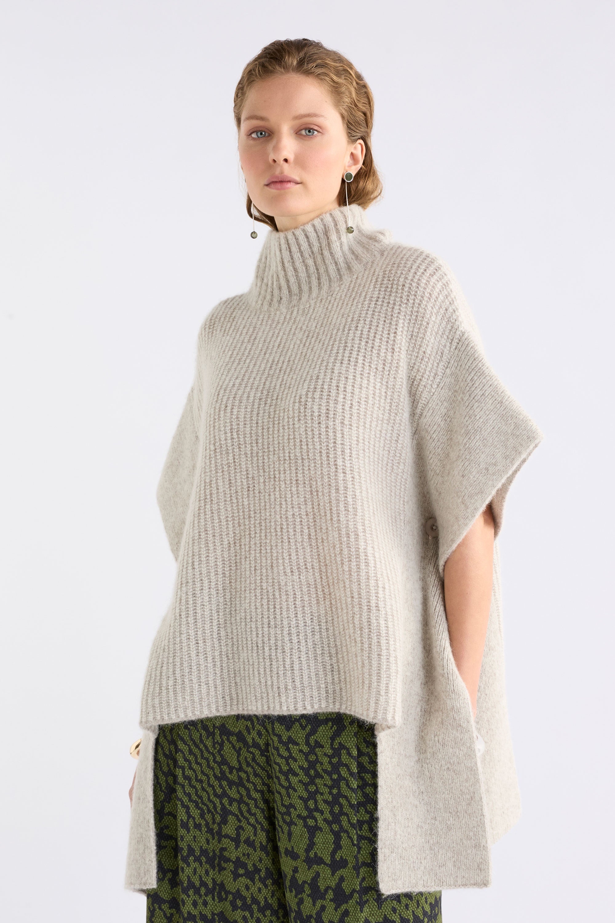 Elk Aleph Poncho Oatmeal Melange