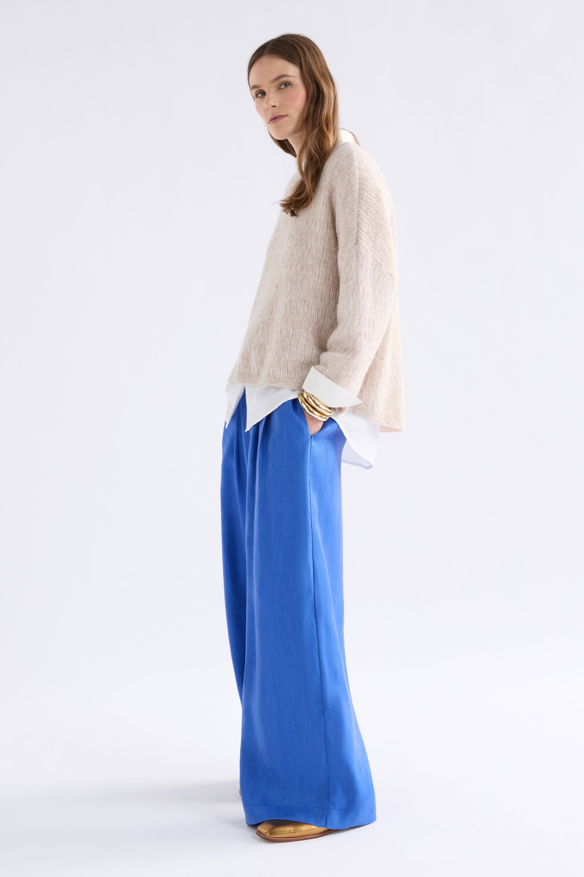 Elk Agna Pattern Sweater Ecru