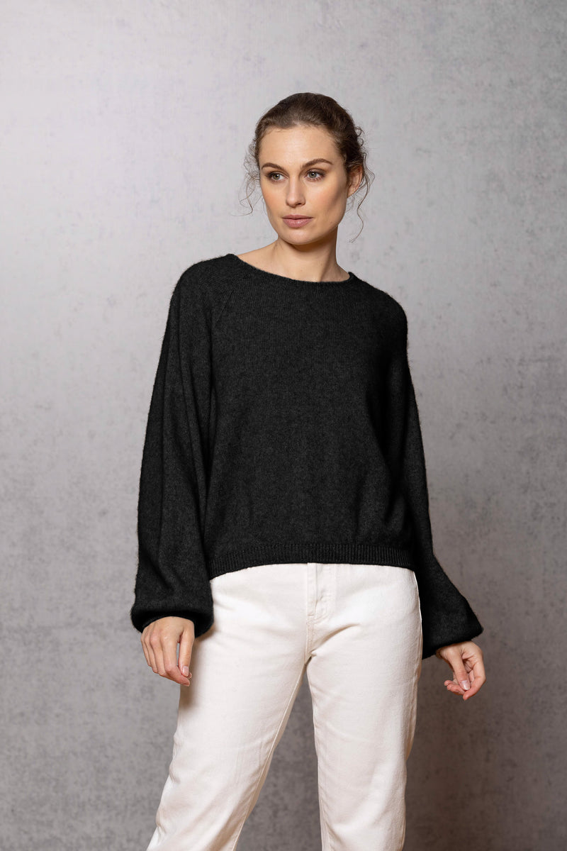 Noble Wilde Bellow Sleeve Top Black