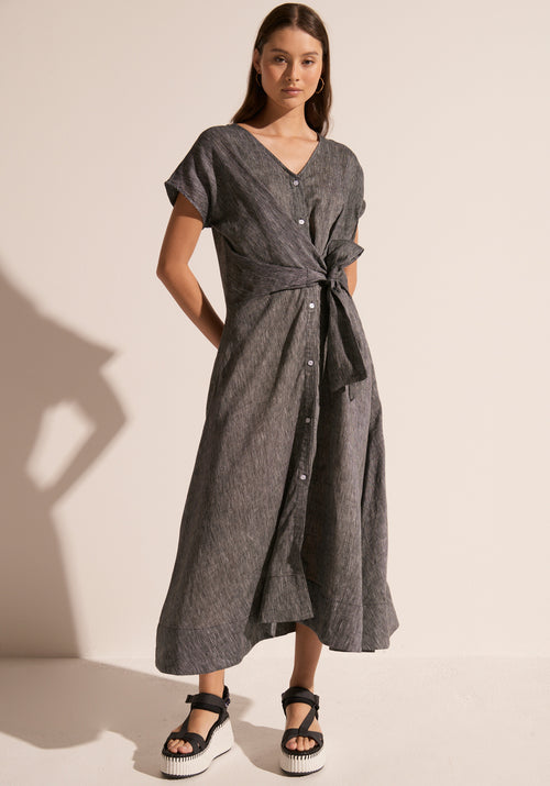 Pol Isla Wrap Dress Pinstripe