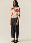 Pol Lask Daisy Cardigan Ecru/Red