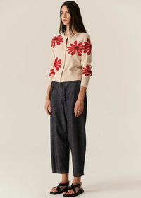 Pol Lask Daisy Cardigan Ecru/Red