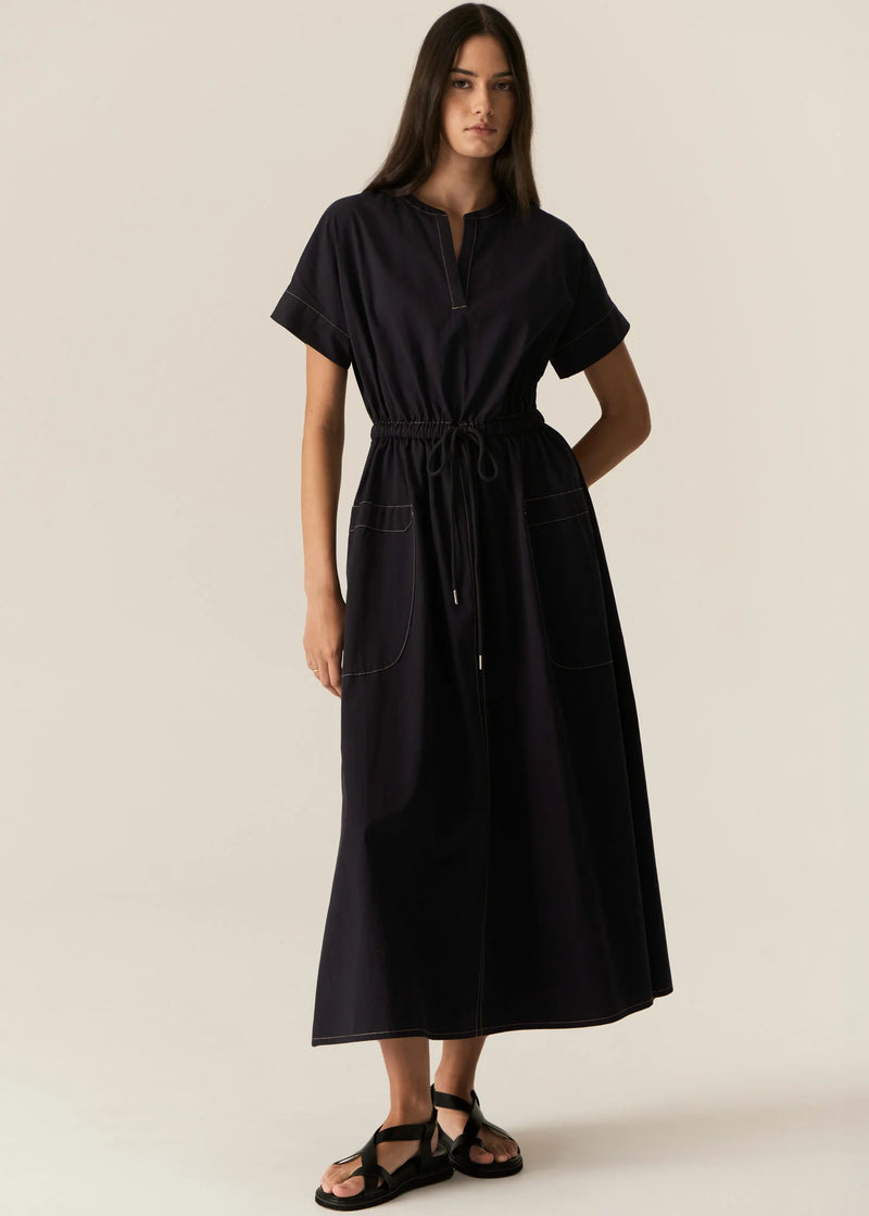 Pol Avrid Drawcord Dress Ink