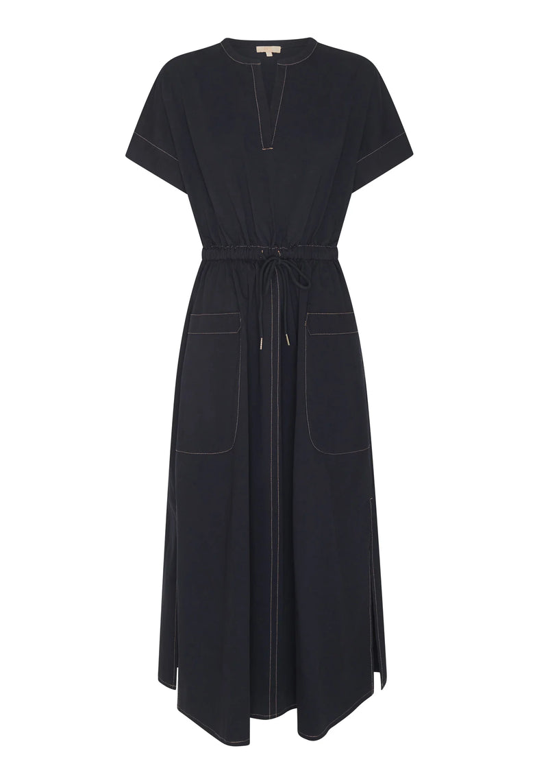 Pol Avrid Drawcord Dress Ink