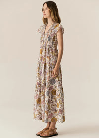 Pol Marla Print Shirred Dress
