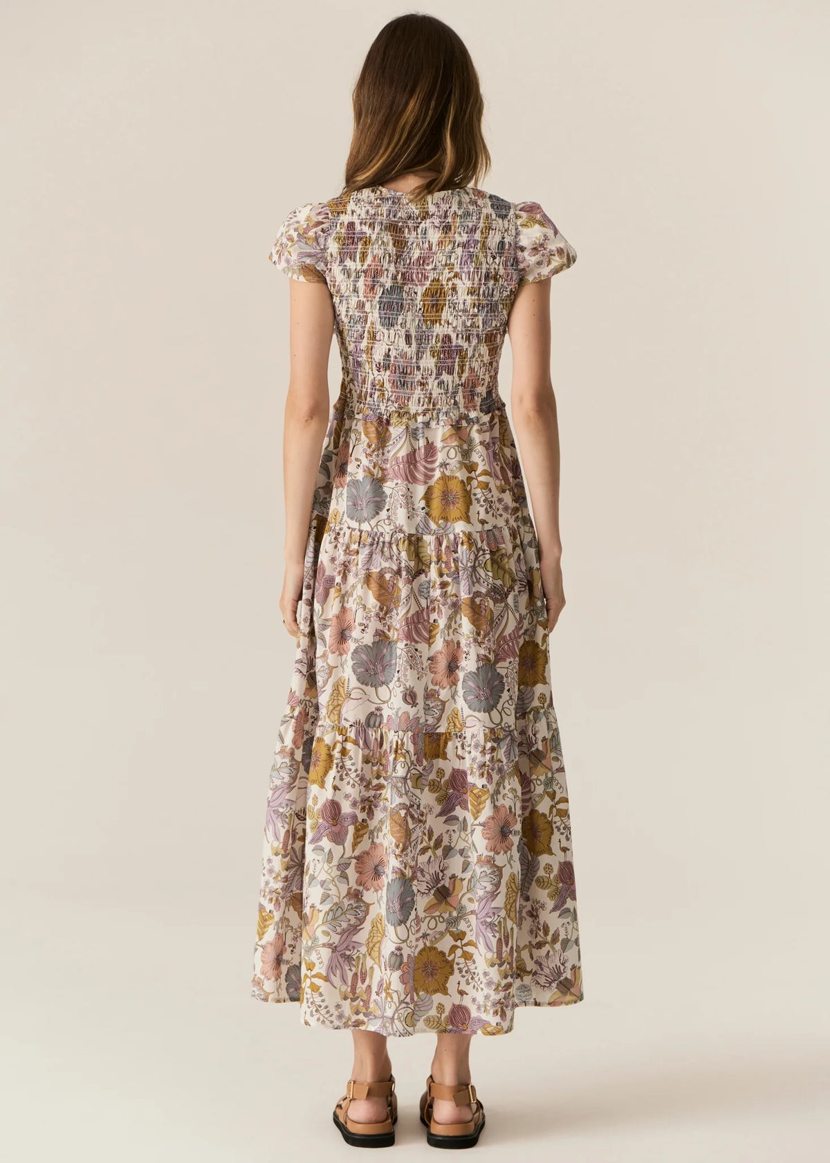 Pol Marla Print Shirred Dress
