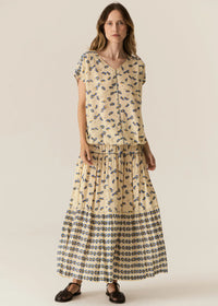 Pol Lienne Print Drawcord Top
