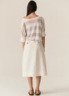 Pol Milton Stripe Knit Top White/Pebble