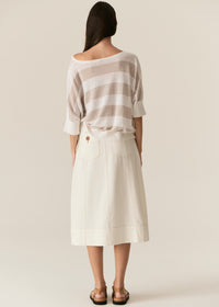 Pol Milton Stripe Knit Top White/Pebble