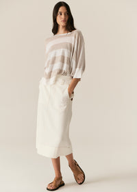 Pol Milton Stripe Knit Top White/Pebble