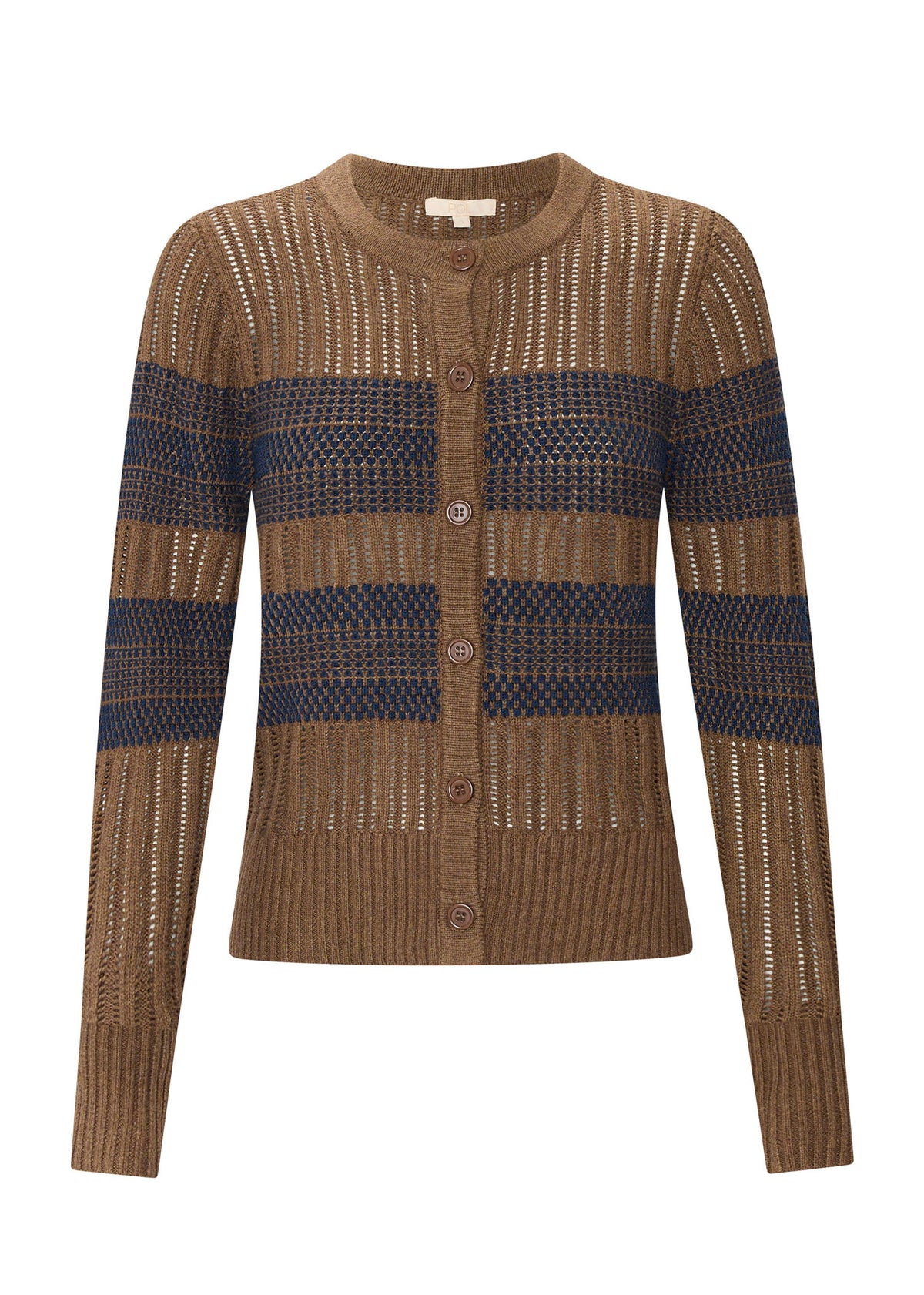 Pol Sable Cardigan Striped Choc/Ink