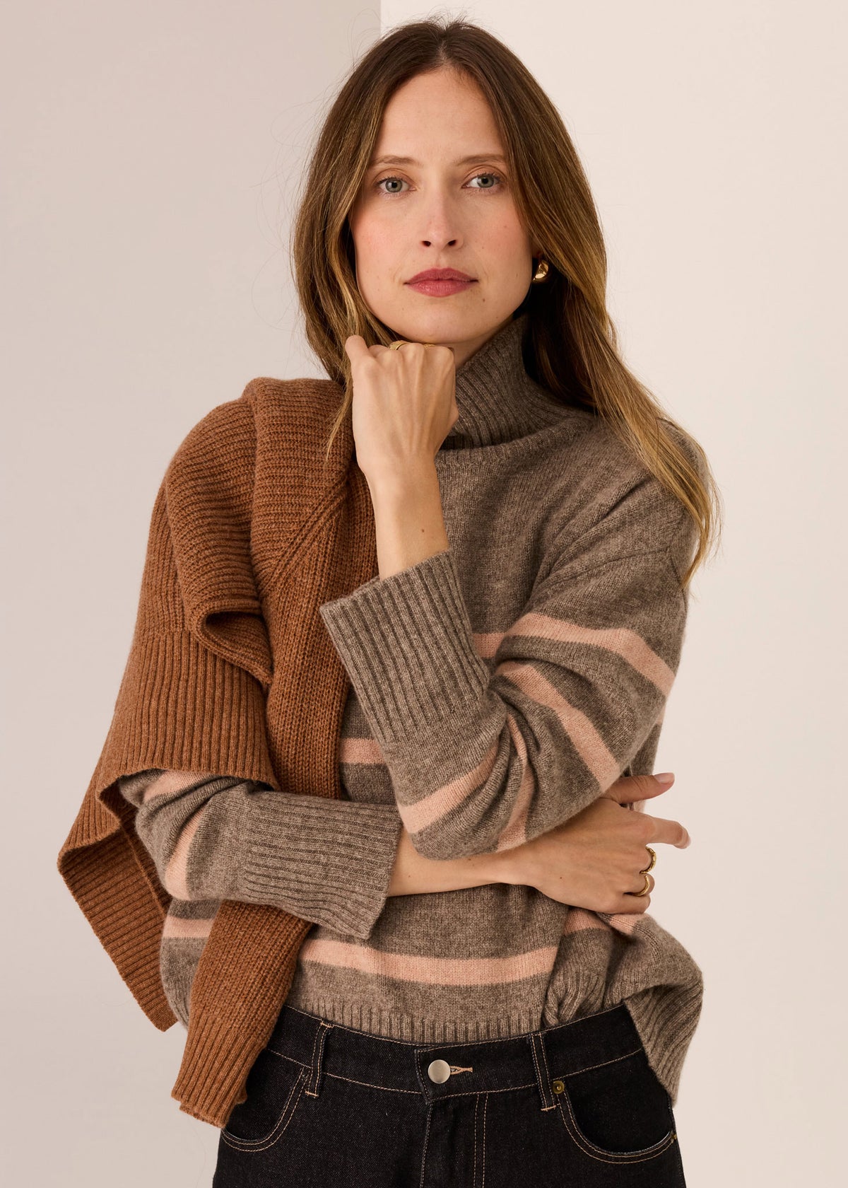 Pol Astor Stripe Knit Cedar Blush