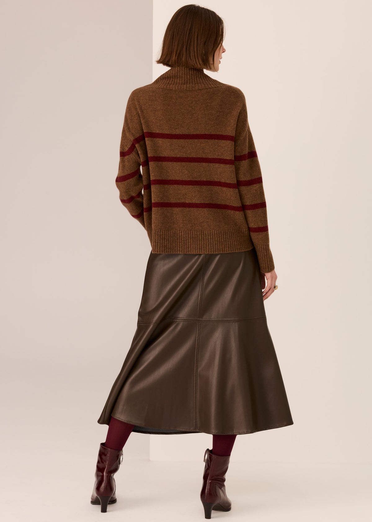 Pol Astor Stripe Knit  Toffee Wine