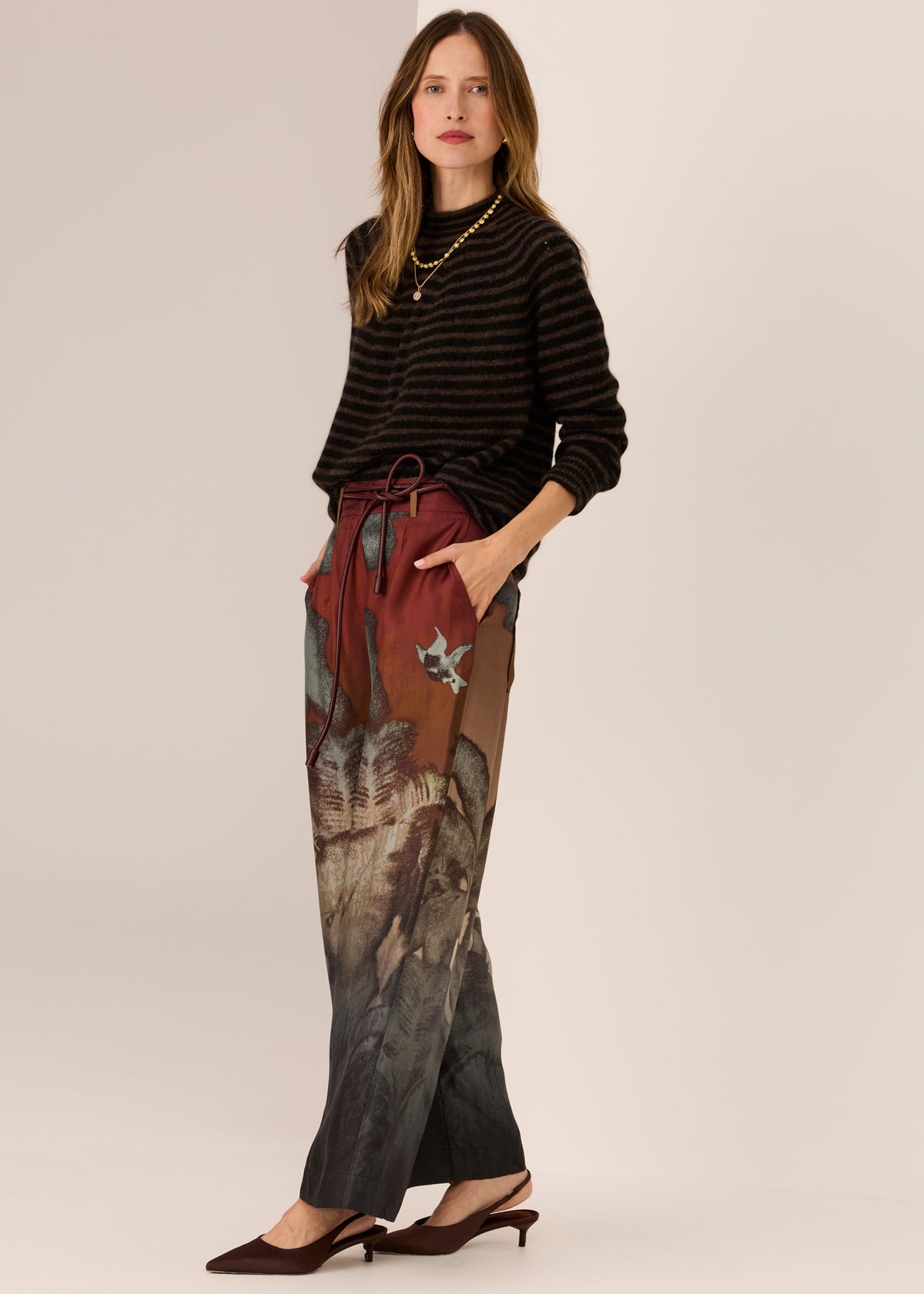 Pol Carmel Stripe Knit Black Chocolate