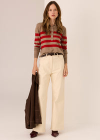 Pol Meira Stripe Polo Knit Cedar Red