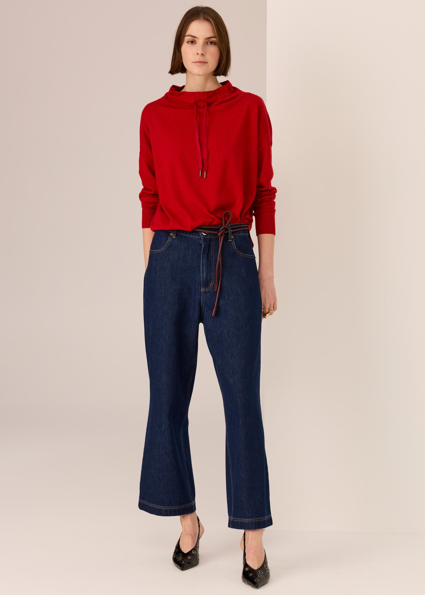Pol Rowan Drawcord Knit Red