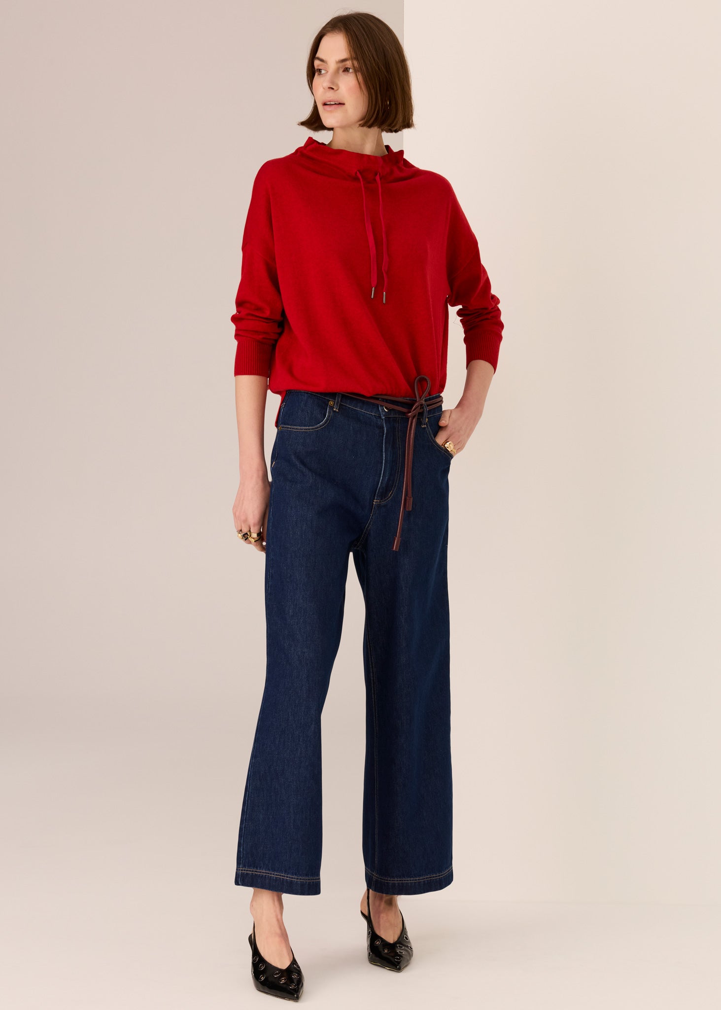 Pol Rowan Drawcord Knit Red