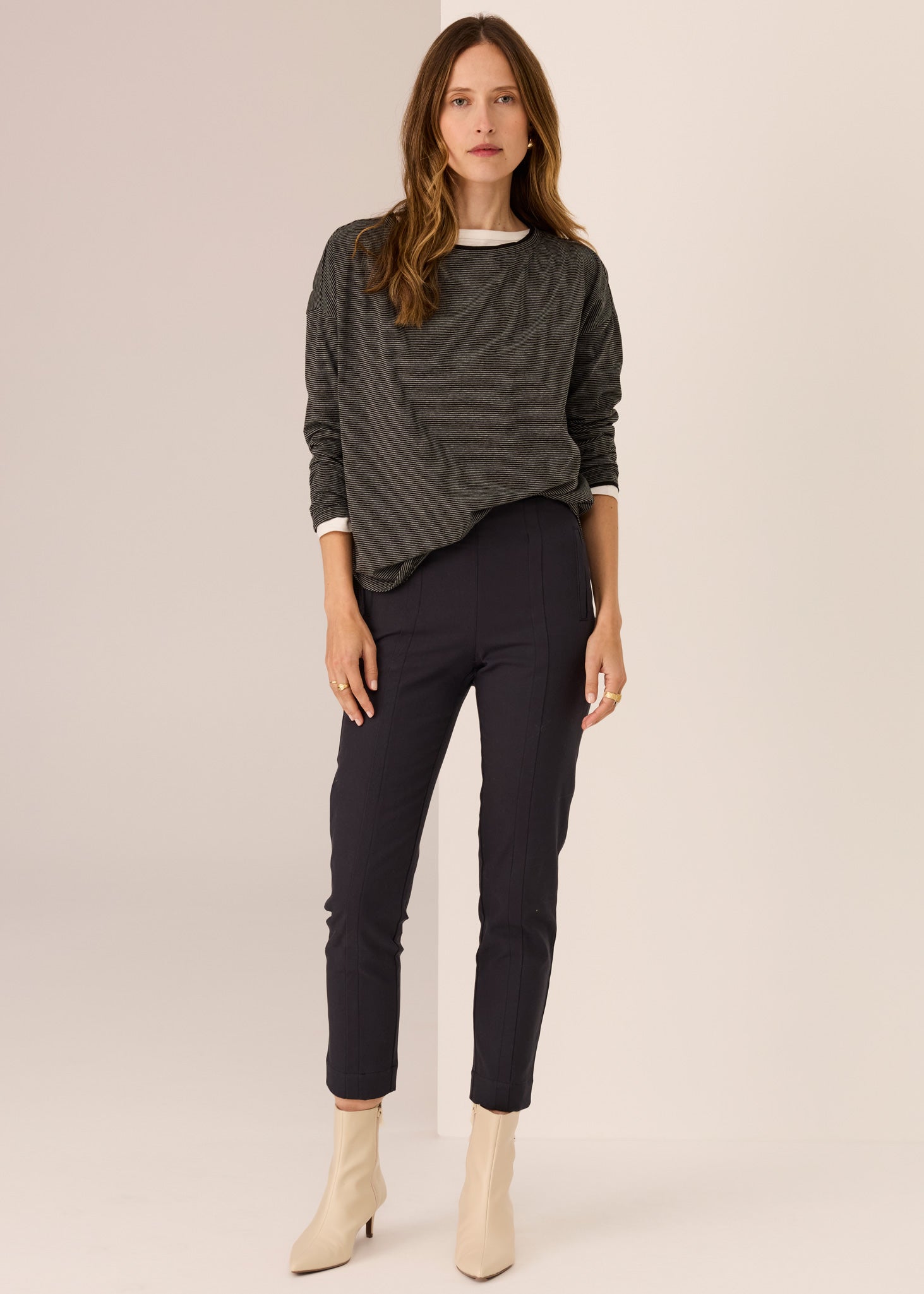 Pol Mannix Stripe Long Sleeve Tee Black/Charcoal