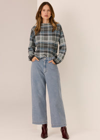 Pol Quinn Check Knit Blue Charcoal