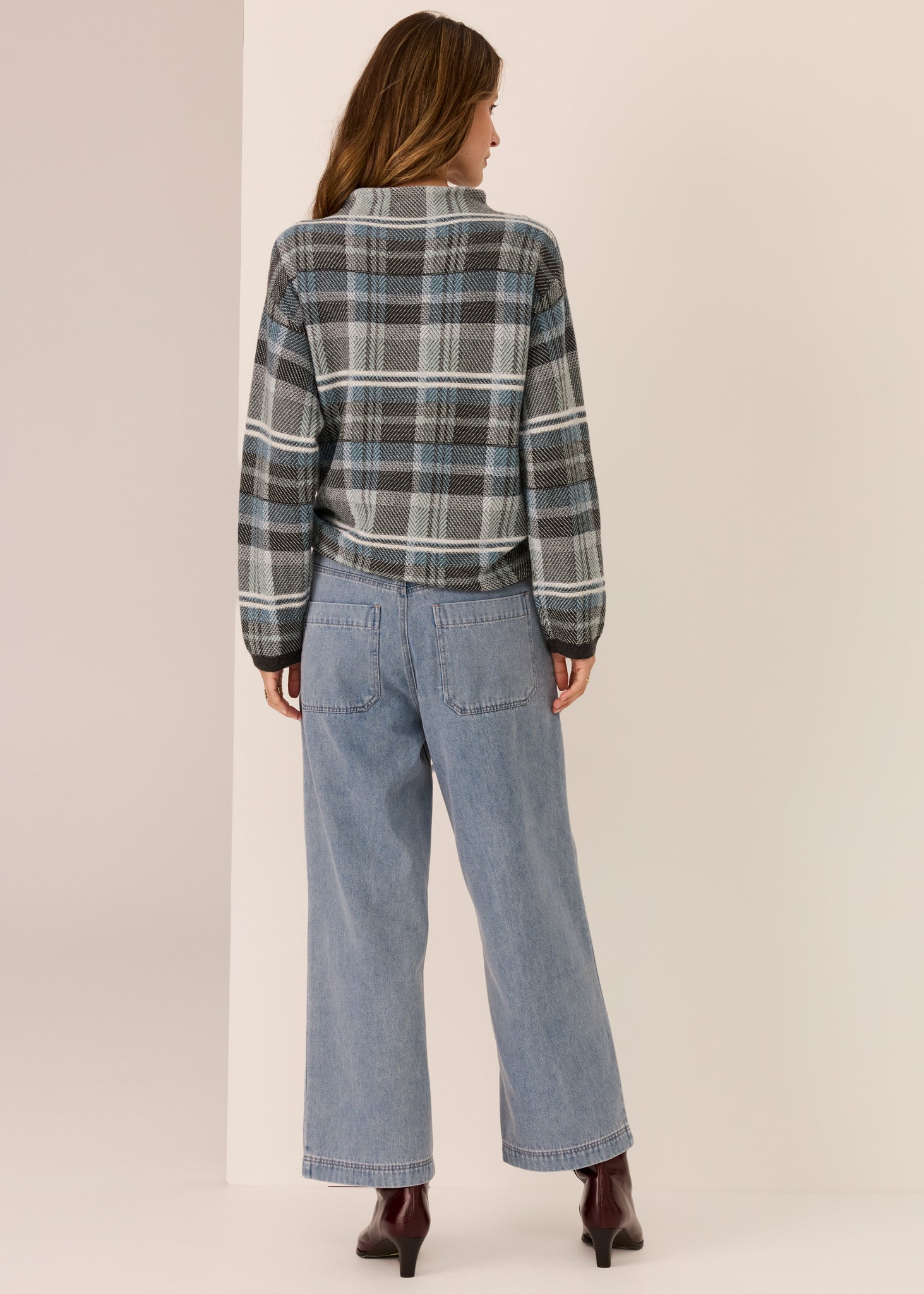 Pol Quinn Check Knit Blue Charcoal