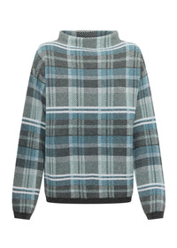 Pol Quinn Check Knit Blue Charcoal